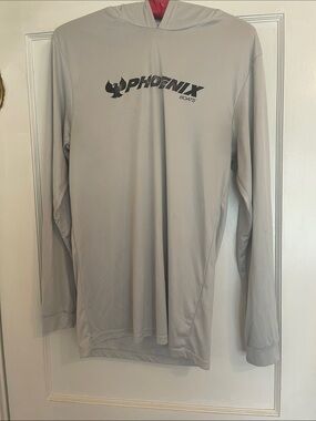 PARAGON Light Gray Hooded Long-Sleeve Performance Shirt with Phoenix Logo